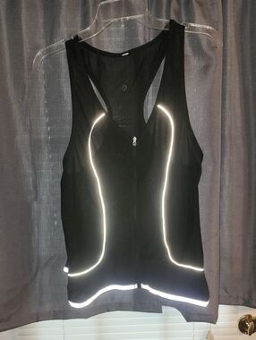 lululemon athletica Black Reflective Trim Zip-Front Tank